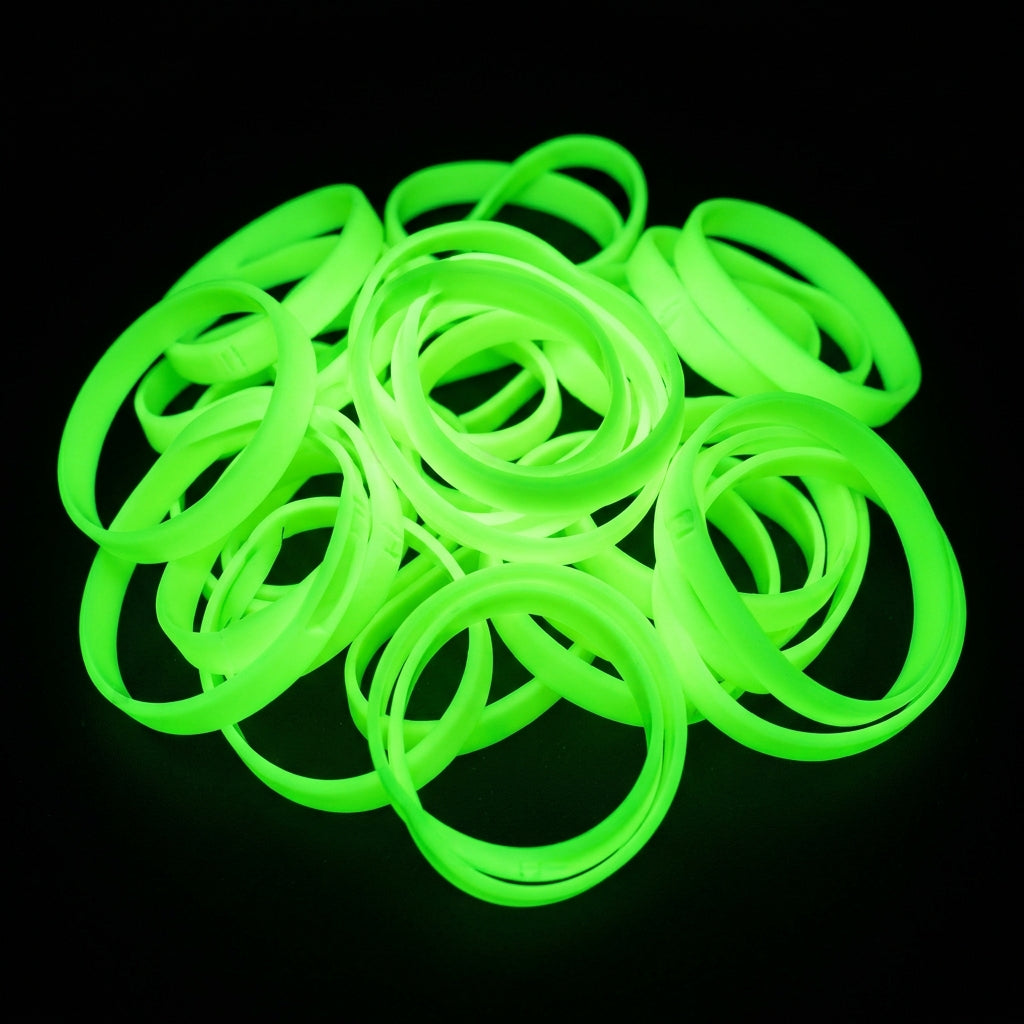 Matching neon glowing wristbands